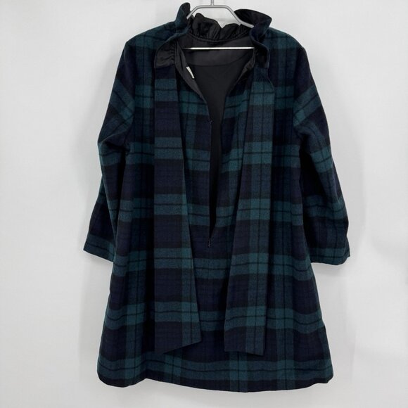 Tuckernuck Blackwatch Plaid Daphne Dress XXL Ruffle Collar Bow Back Wool Blend - Picture 6 of 7